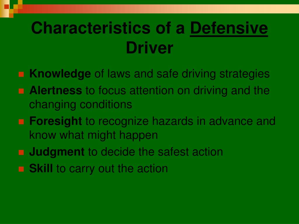 characteristics of a defensive driver